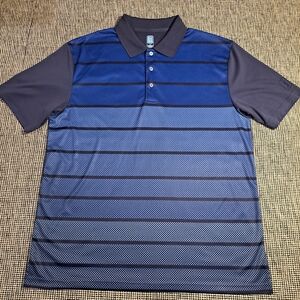 PGA Tour Navy and Blue Gradient Polo Shirt XL
